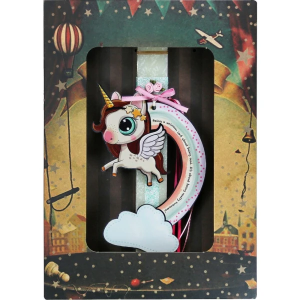 SYNCHRONIA HANDMADE CANDLE 30 cm RAINBOW UNICORN - WINGS