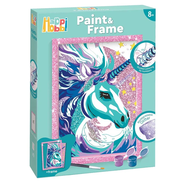 HAPPIHOBBI PAINT & FRAME PAINT BY NUMBERS FAIRYTALE UNICORN