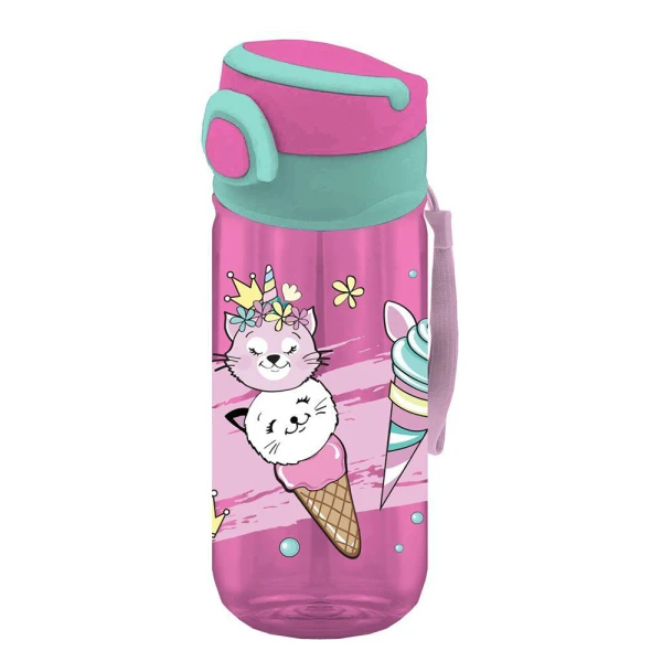 MUST TEAM PP PLASTIC WATER BOTTLE 500ml WITH STRAW – 4 DESIGNS