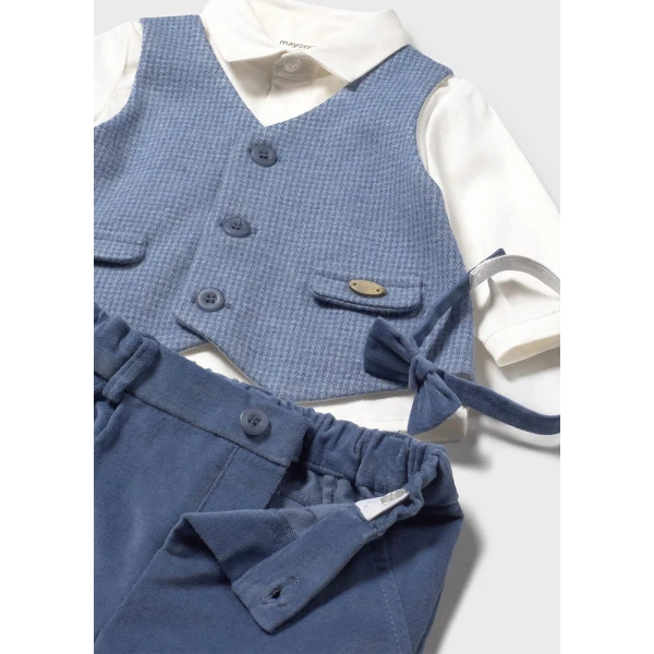 MAYORAL SET TROUSERS SHIRT VEST LIGHT BLUE