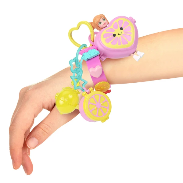 POLLY POCKET DOLL WITH ACCESSORIES & KEYCHAIN - LEMON