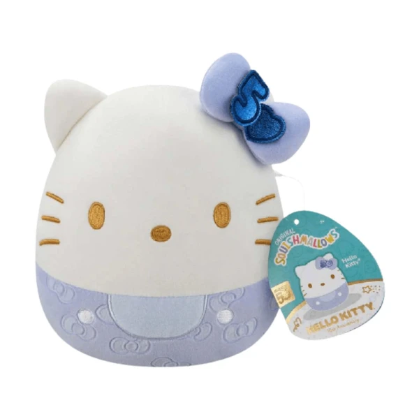 SQUISHMALLOWS SANRIO HELLO KITTY 50TH ANNIVERSARY EMBOSSED BOW PLUSH 20 cm - BLUE HELLO KITTY