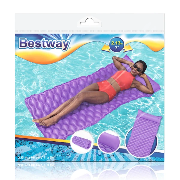 BESTWAY INFLATABLE SEA MATTRESS 213Χ86 cm FLOAT \'N ROLL PURPLE