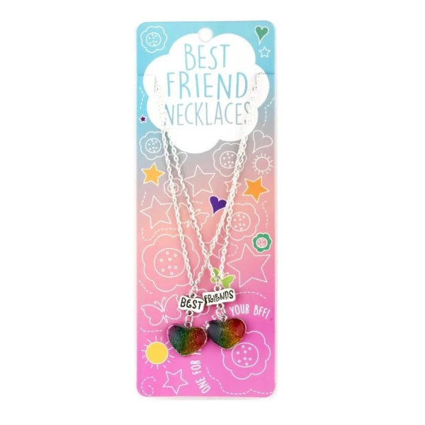NECKLACE BEST FRIENDS SET 2 pcs MULTI COLOUR SPLIT HEART