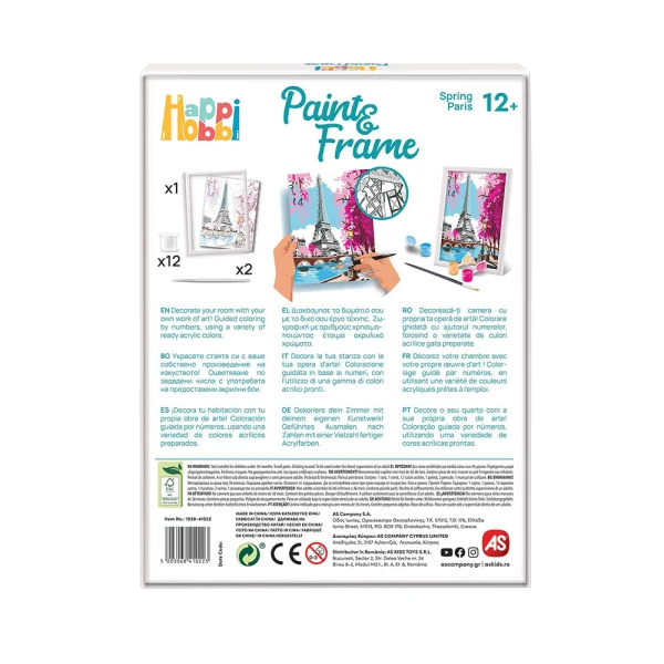 HAPPIHOBBI PAINT & FRAME BY NUMBERS SPRING PARIS FOR 12+ YEARS