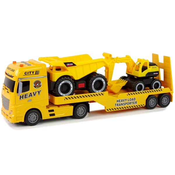 EXCAVATOR & TRUCK TRANSPORT TRUCK WITH SOUNDS AND LIGHTS
