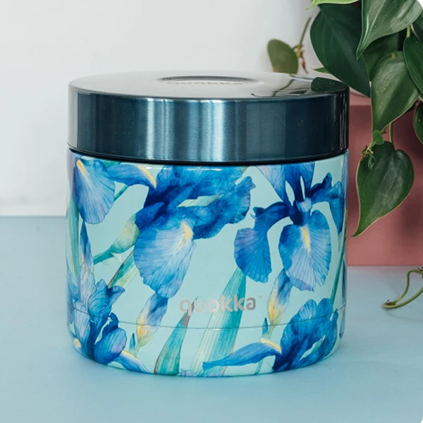 QUOKKA STAINLESS STEEL ΔΟΧΕΙΟ ΦΑΓΗΤΟΥ 600ml WHIM - BLUE IRISES
