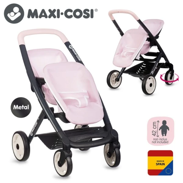 SMOBY MAXI-COSI ΚΑΡΟΤΣΙ ΔΙΔΥΜΩΝ ΡΟΖ ΓΙΑ ΚΟΥΚΛΑ-ΜΩΡΟ