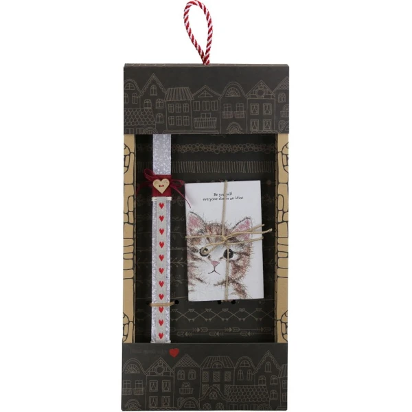SYNCHRONIA HANDMADE CANDLE 30 cm VINTAGE NOTEBOOK - CAT
