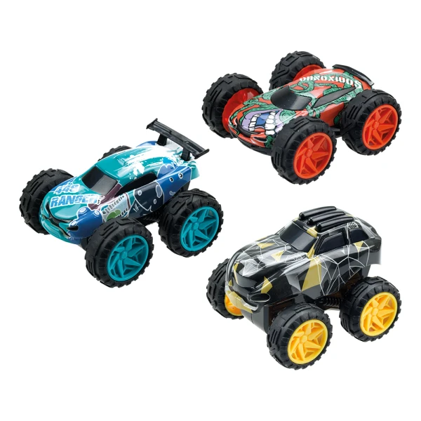 EXOST JUMP TOY CAR FRICTION POWERED WITH RAMP AND OBSTACLES - 3 DESIGNS