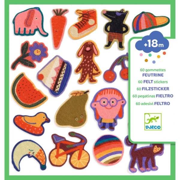 DJECO I CREATE WITH 60 PCS ADHESIVE FELT FUNNY FIGURES