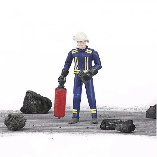 BRUDER MALE FIREFIGHTER WITH FIRE EXTINGUISHER 