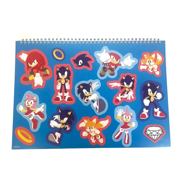 DRAWING PAD 23X33 cm 40 SHEETS AND STICKERS SONIC CLASSIC