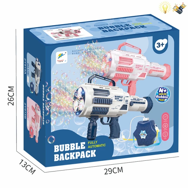 BLUE SOAP BUBBLE GUN WITH 45 HOLES USB & CARRY BELT