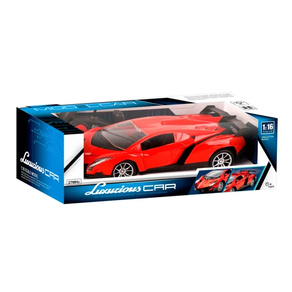 REMOTE CONTROL CAR 1:16 WITH LIGHTS USB 27MHz - RED