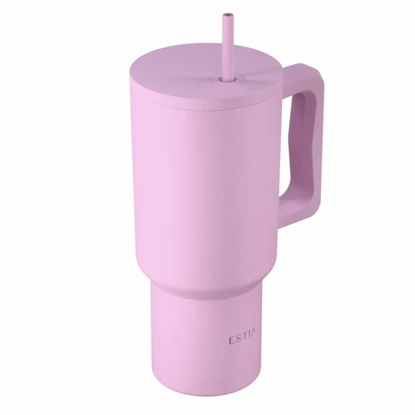 ESTIA HOME ART THERMAL BOTTLE STRAW TUMBLER XL 900ml - LAVENDER