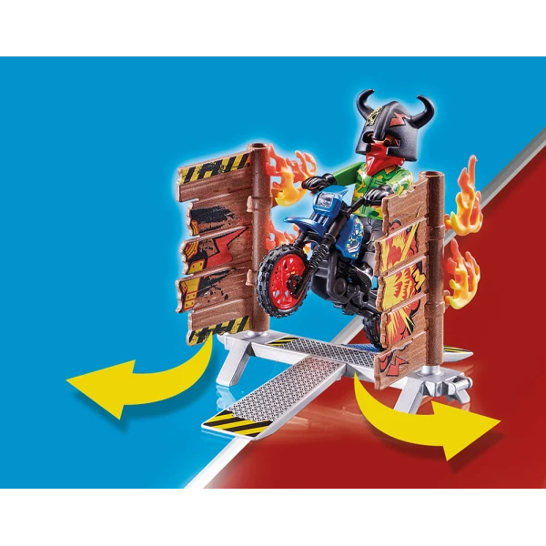 PLAYMOBIL STUNT SHOW ΜΗΧΑΝΗ MOTOCROSS ΜΕ ΦΛΕΓΟΜΕΝΟ ΤΟΙΧΟ