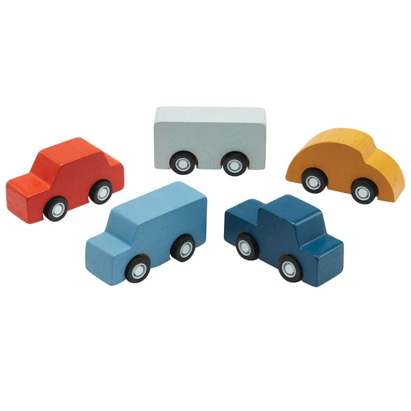 PLAN TOYS ΞΥΛΙΝΟ ΣΕΤ ΜΕ 5 ΑΥΤΟΚΙΝΗΤΑΚΙΑ ΜΟΝΟΧΡΩΜΑ
