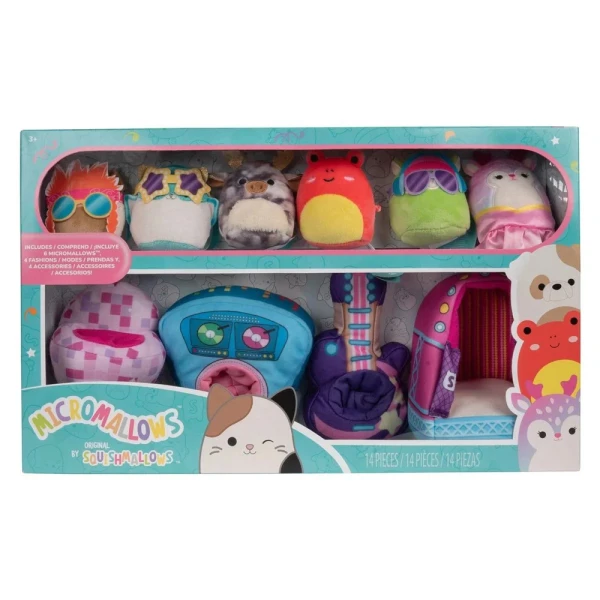 MICROMALLOWS - PLAY SET OF 10 PLUSH TOYS 6cm SQUISHMALLOWS & ACCESSORIES - DISCO TIME