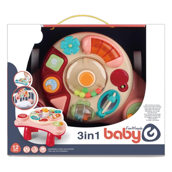 BEBE ΤΡΑΠΕΖΑΚΙ 3-ΣΕ-1 ΜΕ ΔΡΑΣΤΗΡΙΟΤΗΤΕΣ ΗΧΟ & ΦΩΣ - ΡΟΖ
