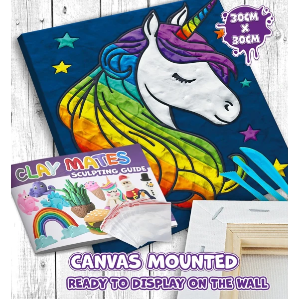 SPLAT PLANET MESS-FREE PAINT KIT WITH CLAY UNICORN CANVAS MOUNTED
