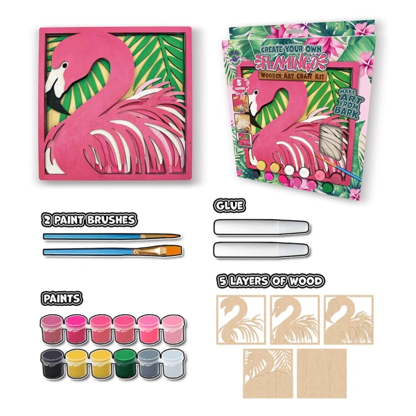 SPLAT PLANET WOODEN ART CRAFT KIT FLAMINGO