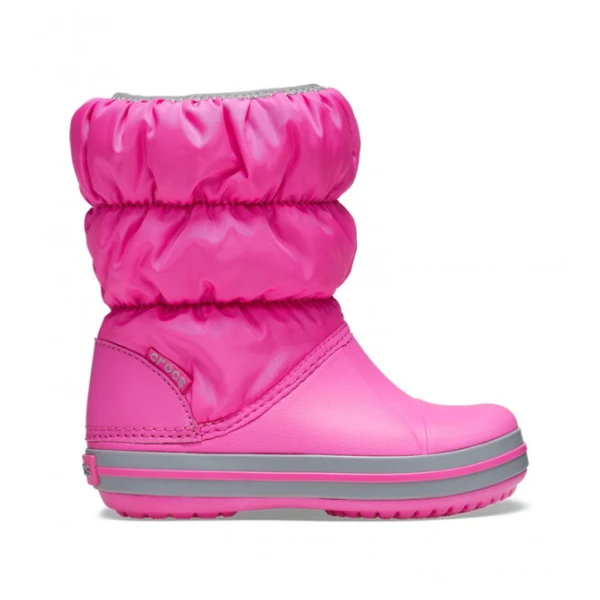 CROCS WINTER PUFF BOOT KIDS ELECTRIC PINK/LIGHT GREY 