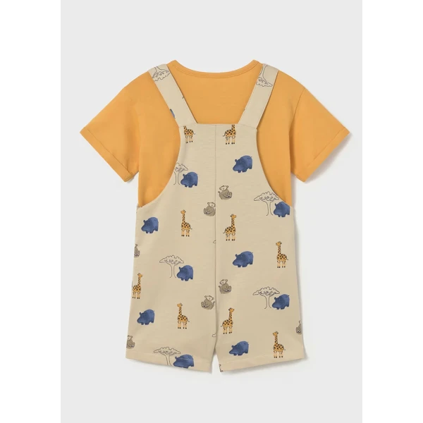 MAYORAL SET DUNGAREES COTTON JERSEY BEIGE 