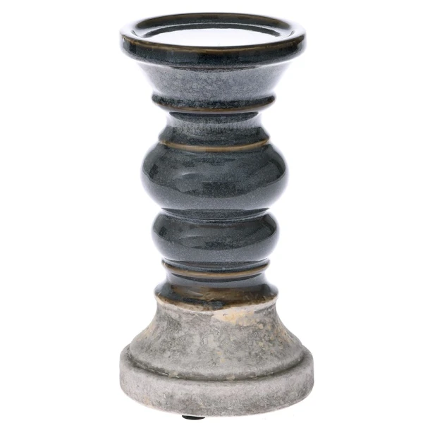 CERAMIC CANDLE HOLDER D 11X21 GREY