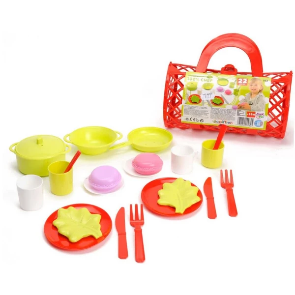 ECOIFFIER BOLSTER BAG WITH TEA SET - 2 COLOURS