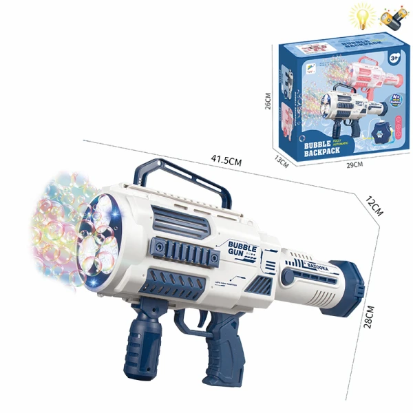 BLUE SOAP BUBBLE GUN WITH 45 HOLES USB & CARRY BELT