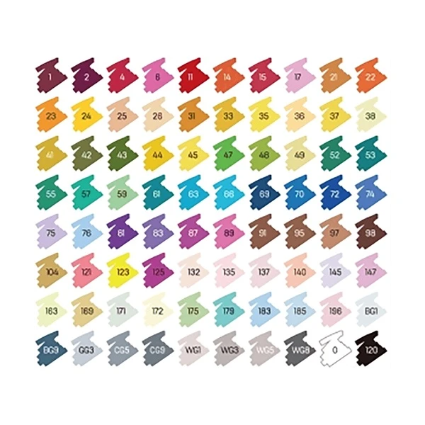 DELI DOUBLE-TIP ALCOHOL-BASED DESIGN MARKERS IN PLASTIC CASE 80 COLORS