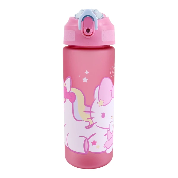 PLASTIC WATER BOTTLE 600ml WITH STRAW HELLO KITTY