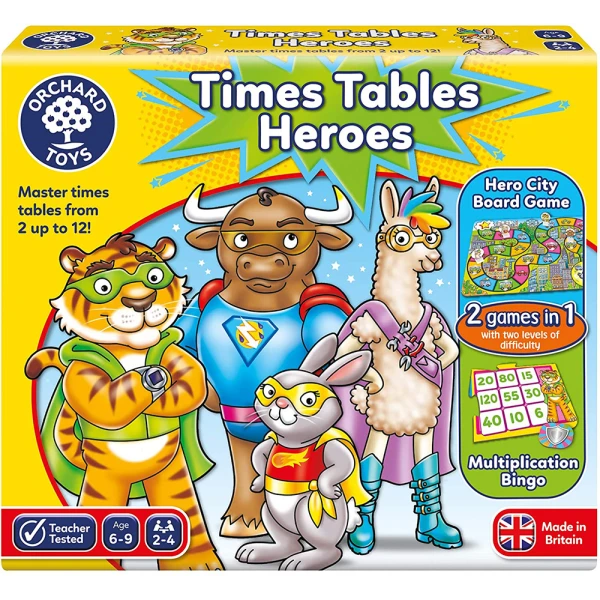 ORCHARD TOYS EDUCATIONAL GAME TIMES TABLES HEROES