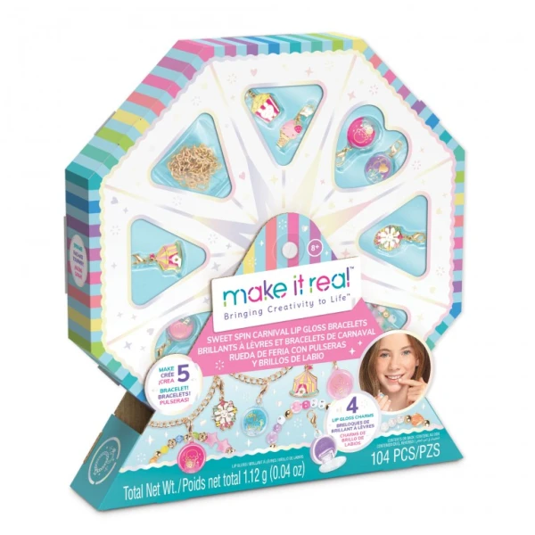MAKE IT REAL ΒΡΑΧΙΟΛΙΑ SWEET SPIN CARNIVAL LIP GLOSS BRACELETS