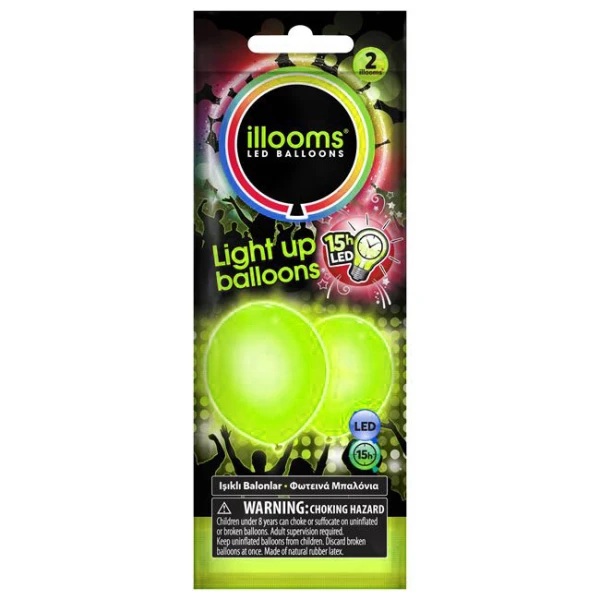 LIGHT UP ILLOOMS BALLOONS 2 pcs - 3 COLOURS