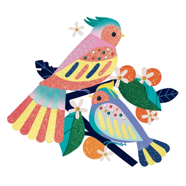 DJECO I CREATE WITH GLITTER AND RHINESTONES PARADISE BIRDS