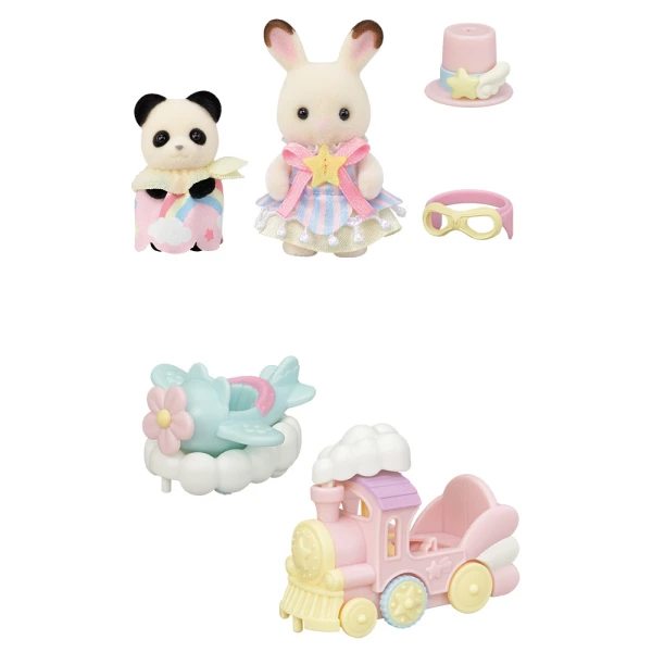 THE SYLVANIAN FAMILIES AMUSEMENT PARK SIDE SET PLANE AND TRAIN