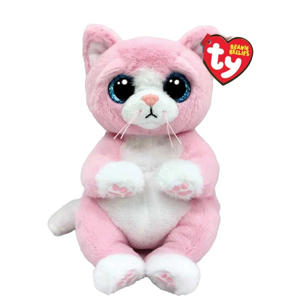 TY BEANIE BELLIES PLUSH PINK CAT 15 CM