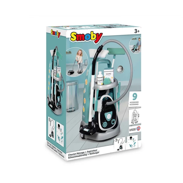 SMOBY  CLEANING TROLLEY & VACUUM CLEANER