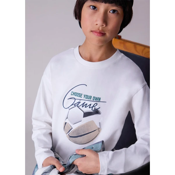 MAYORAL LONG-SLEEVE T-SHIRT CREAM 