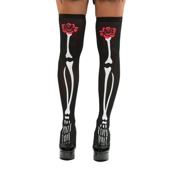CARNIVAL SOCKS 70DEN WITH BONES AND FLOWERS