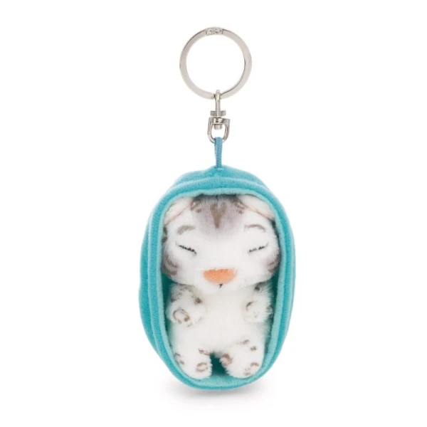 SLEEPING PETS PLUSH KEYHOLDER 8 cm - SNOW LEOPARD