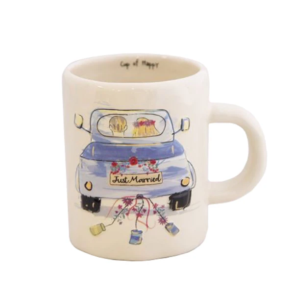 NATURAL LIFE EMBOSSED CERAMIC MUG 400ml JUST MARRIED