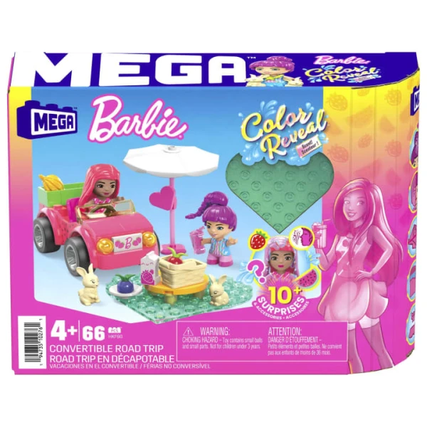 MEGA BARBIE COLOR REVEAL - CONVERTIBLE ROAD TRIP 66 pcs.