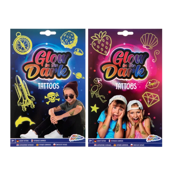 GLOW IN THE DARK TATTOOS - 2 DESIGNS