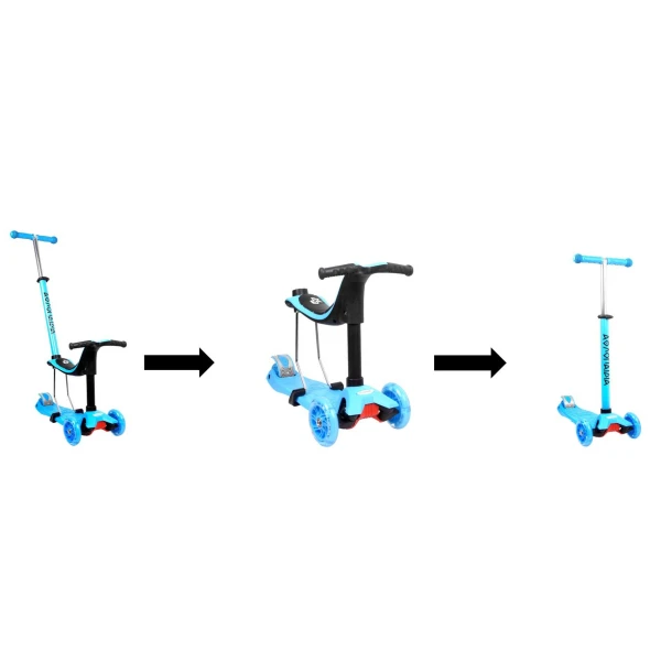 KIDS 3-WHEELS SCOOTER 3 IN 1 BLUE