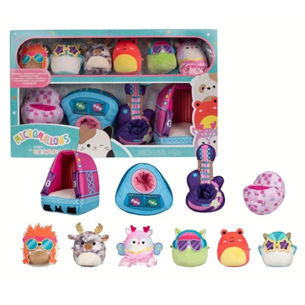 MICROMALLOWS - PLAY SET OF 10 PLUSH TOYS 6cm SQUISHMALLOWS & ACCESSORIES - DISCO TIME