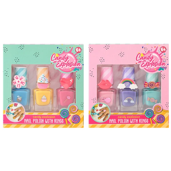 CANDY EXPLOSION ΣΕΤ ΒΕΡΝΙΚΙΑ ΝΥΧΙΩΝ 3 τεμ. ΜΕ ΔΑΚΤΥΛΙΔΙΑ - 2 ΣΧΕΔΙΑ