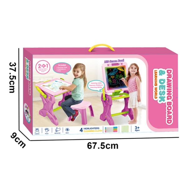 2 IN 1 PINK DESK PAINTING BOARD THAT LIGHTS UP 